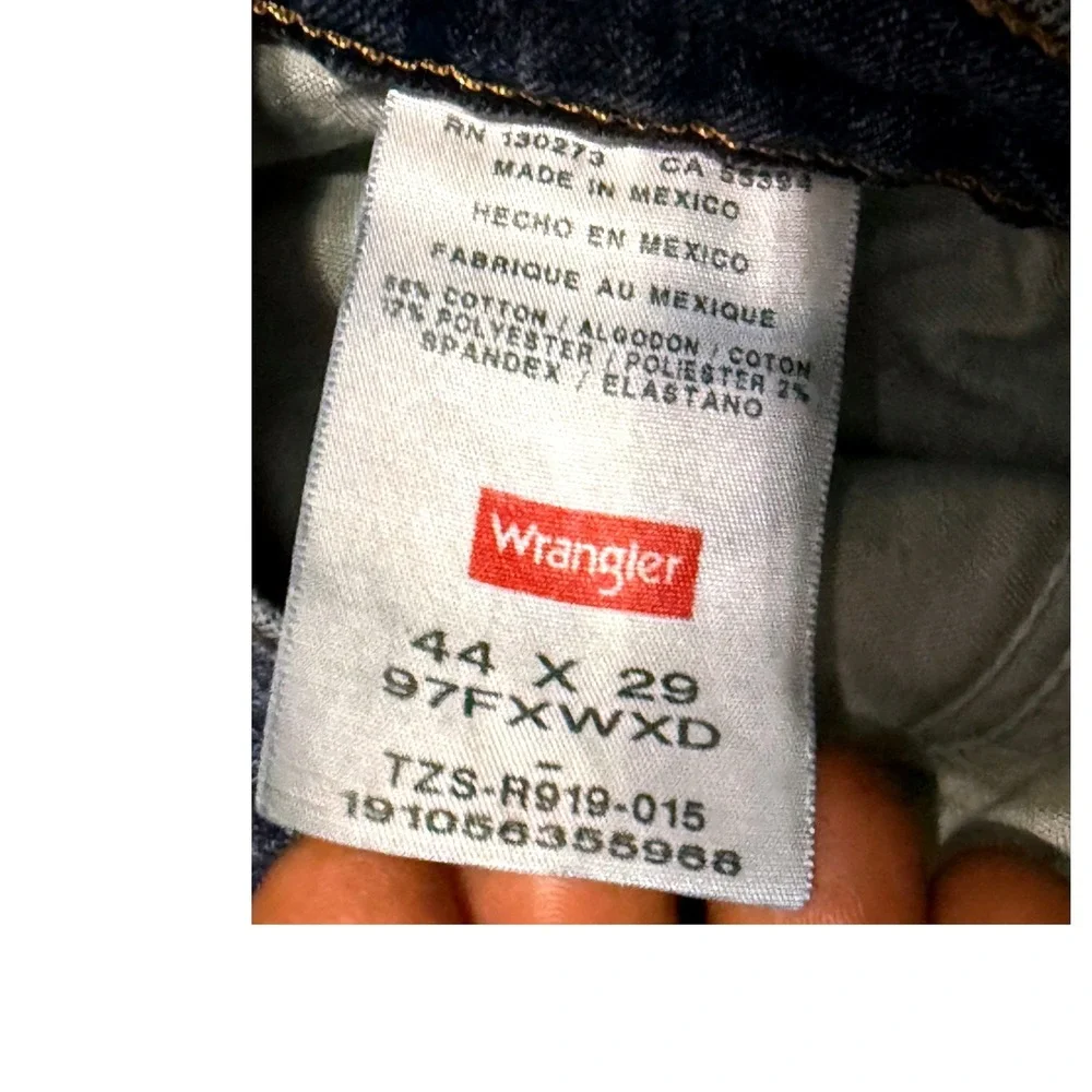 Wrangler Premium Quality Mens Dark Wash Straight Leg Denim Jeans Blue 44x29‎